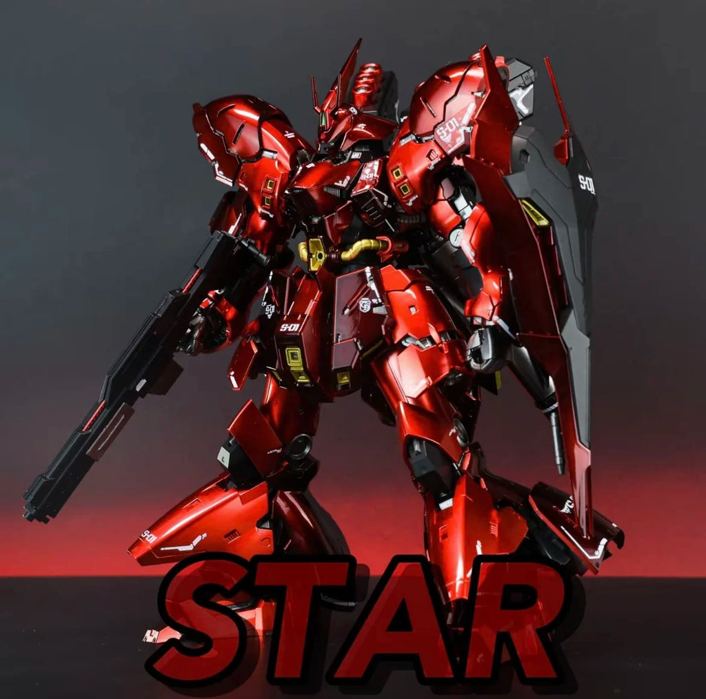 In-Stock Sazabi Assembly Model Kit RG 1/144 Action Figure Sheet Metal Spray Pseudo Electroplating Red Desktop Decor Toy Gift