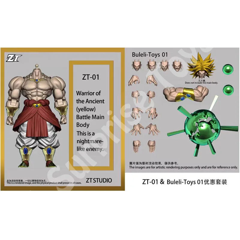 ZT Studio Broly Figure Dragon Ball Super Saiyan Broly 10 Inches Warrior Of The Ancient Anime Action Figure Model Toys Gifts