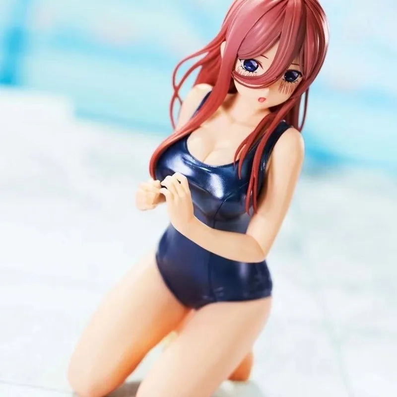 The Quintessential Quintuplets Nakano Miku School Swimwear kneeling eroticism Static Collection Model PVC Doll Toys Fans Gift
