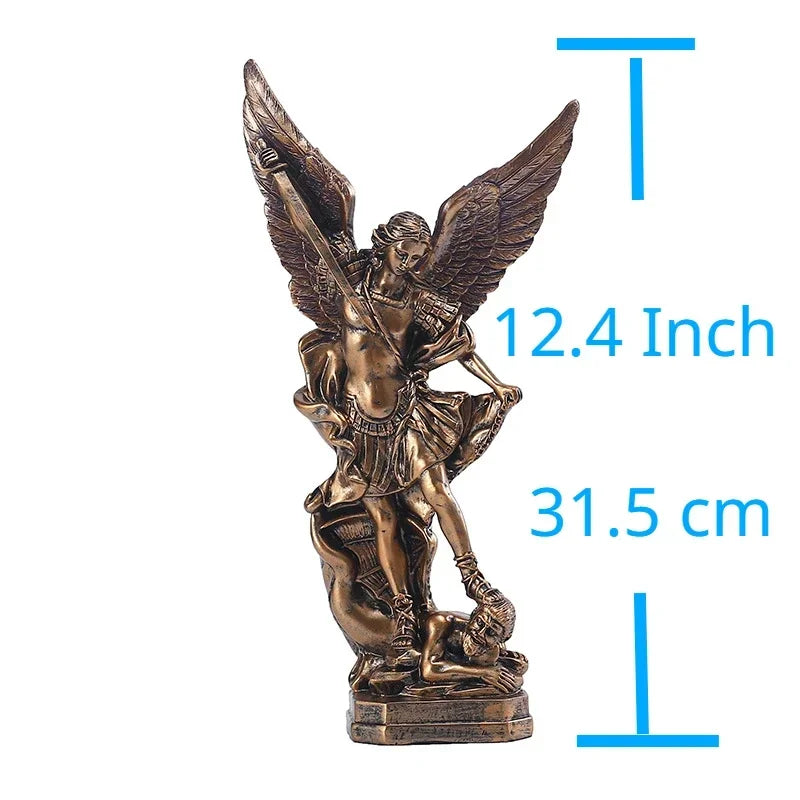 Bronze Saint Michael's Angel Statue,Classical Guarding Justice,Home Blessing Decoration,Guardian of Eden Resin Crafts Gift