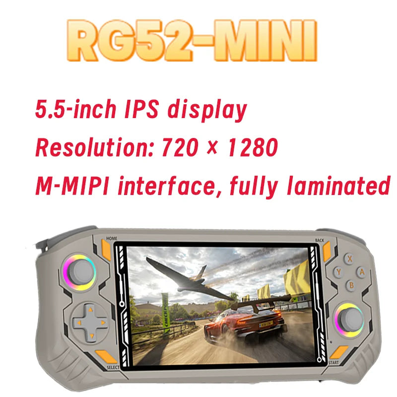 RG52 Mini Gaming Console Compatible with PSP Retro Portable Gaming Device RK3562 Chipset 5.5-inch Screen Supports WiFi and Bluet