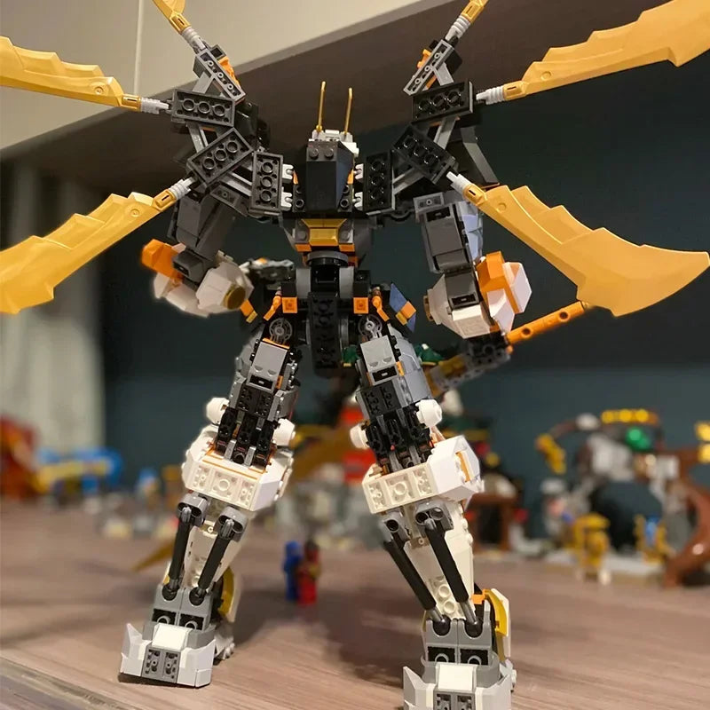 1055PCS Titan Dragon Mech Building Kit with Poseable Wings,Sword & Minifigure, Collectible Model for Kids and Adults 71821
