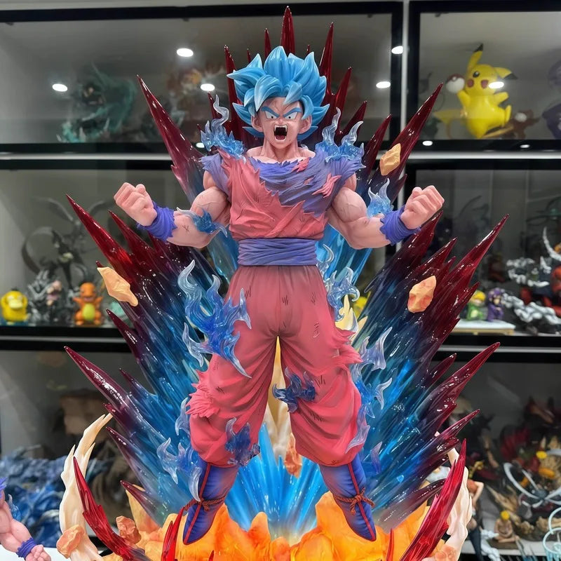 Dragon Ball Super Saiyan Blue Kaioken Goku Large 45cm Statue - Anime Collectible Model, Super Saiyan God SSB Action Figure