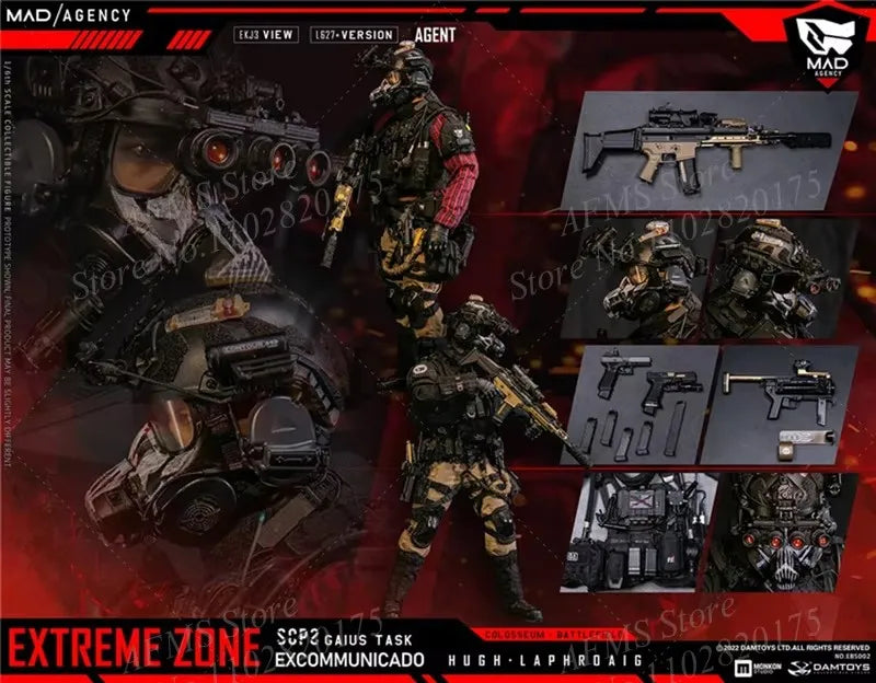 Damtoys EBS002 1/6 Scale Collectible Figure Extreme Zone Agent Hugh Laphroaig Full Set 12Inch Men Soldier Action Figure Body