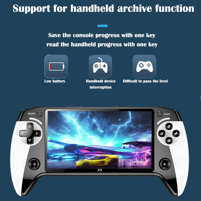 X9 portable game console, 5.5-inch screen, 1500mAh, retro video game player, Type C charging, electronic game player, large Arca