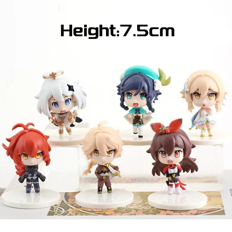 Anime Genshin Impact Kawaii Figure Paimon Amber Klee Kelly Action Figure Cute Game Figurine Model Kid Toys Children's Day Gifts