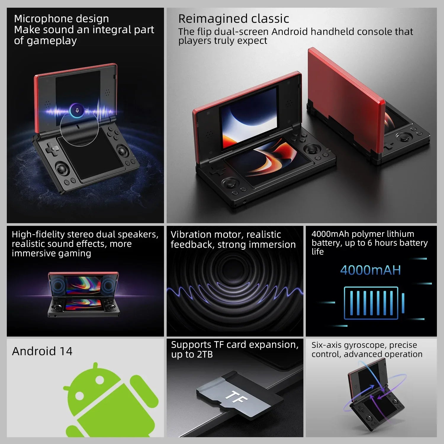 Anbernic RG DS Retro Video Game Console Flip Game Player Android 14 4 Inch IPS Dual Multi-touch Screen RGDS For boys gifts