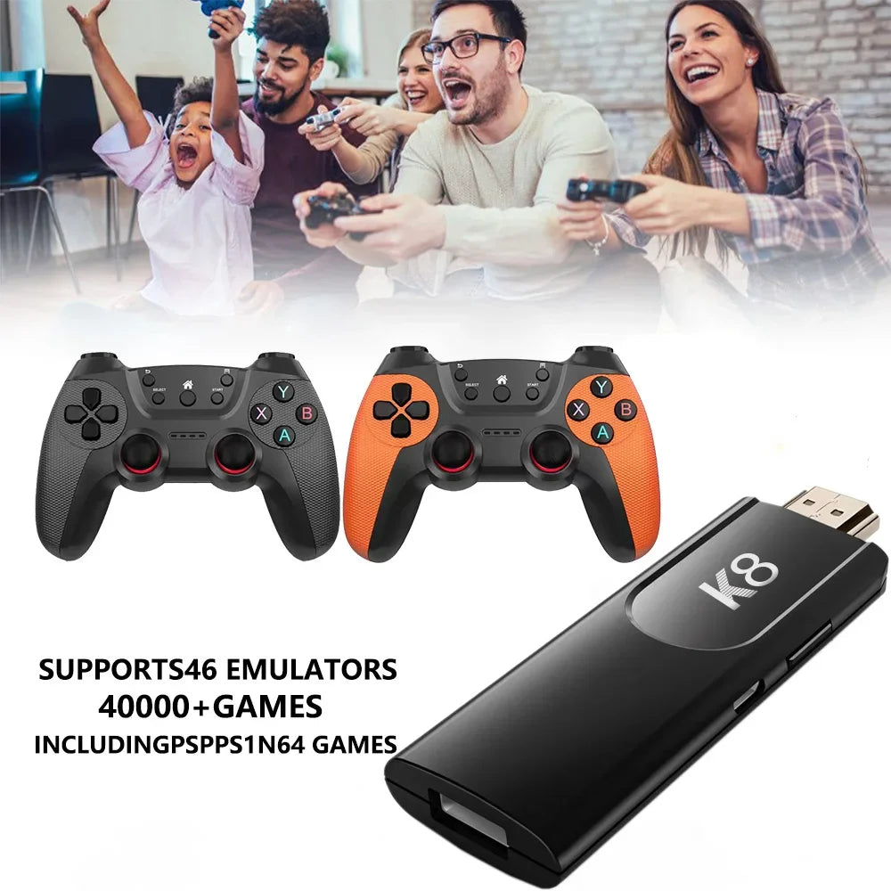 Velec K8 Max Game Stick Retro Video Game Console 64G 40000+ Games Dual Wireless 2.4G Controller Console for Kids Christmas Gift