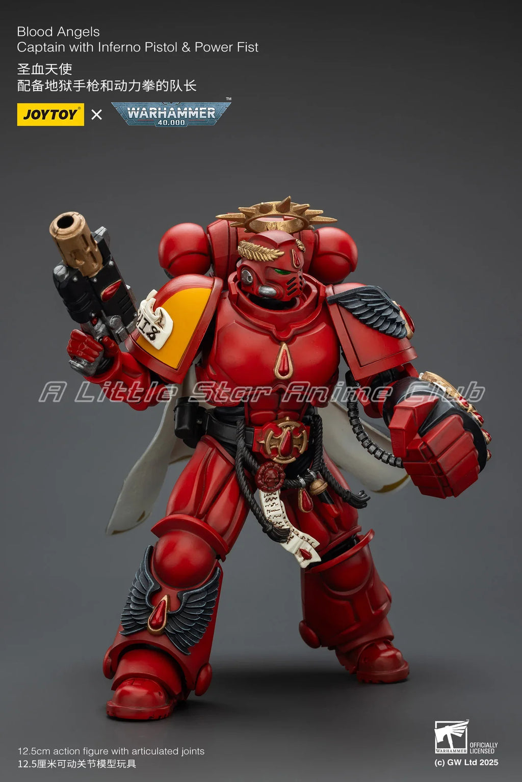 1/18 Action Figure JOYTOY Warhammer 40000 Blood Angels Captain with Inferno Pistol & Power Fist