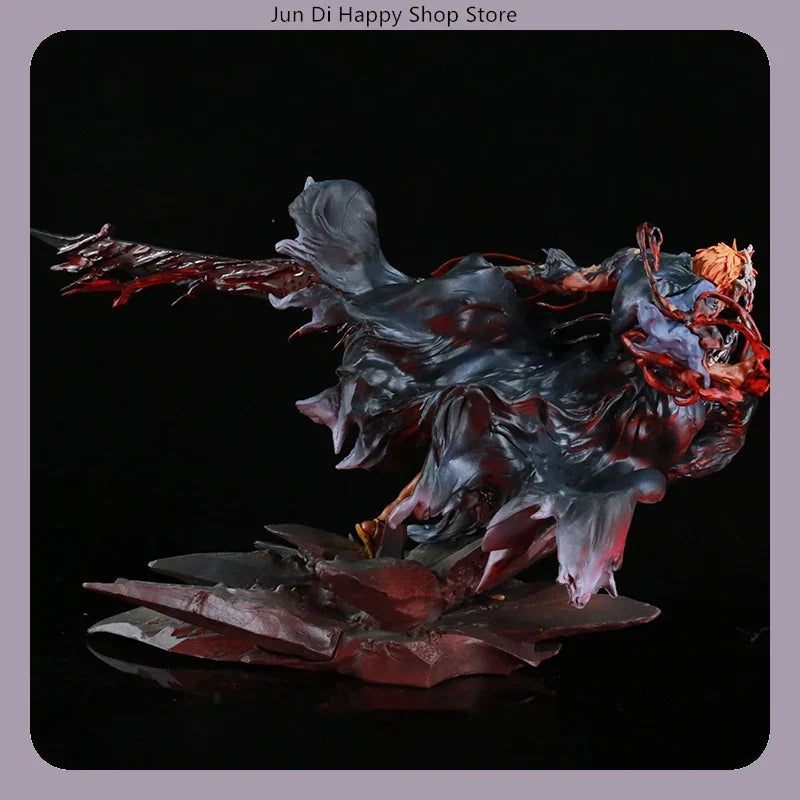 22cm Bleach Ichigo Kurosaki Hollow Mask Attacking Pose Anime Figure Model Statue Desktop Decoration