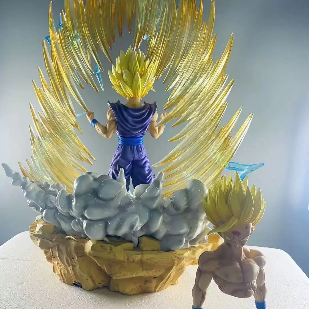 Dragon Ball Son Gohan Anime Figures Super Saiyan 2 Figurine Luminous Statue Replaceable Head Hand Model Fans Birthday Gifts Toys