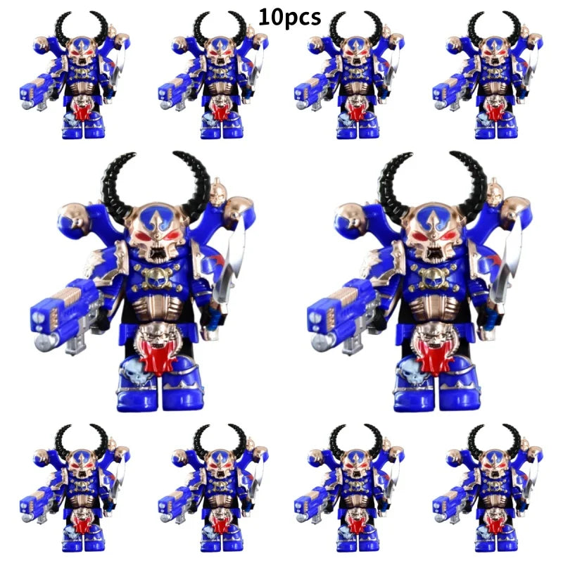 Warhammer 40k Chaos Space Marine Action Figure - Black Legion, Green Eye Lens, Spiked Armor, Combi-Bolter, Collectible Miniature