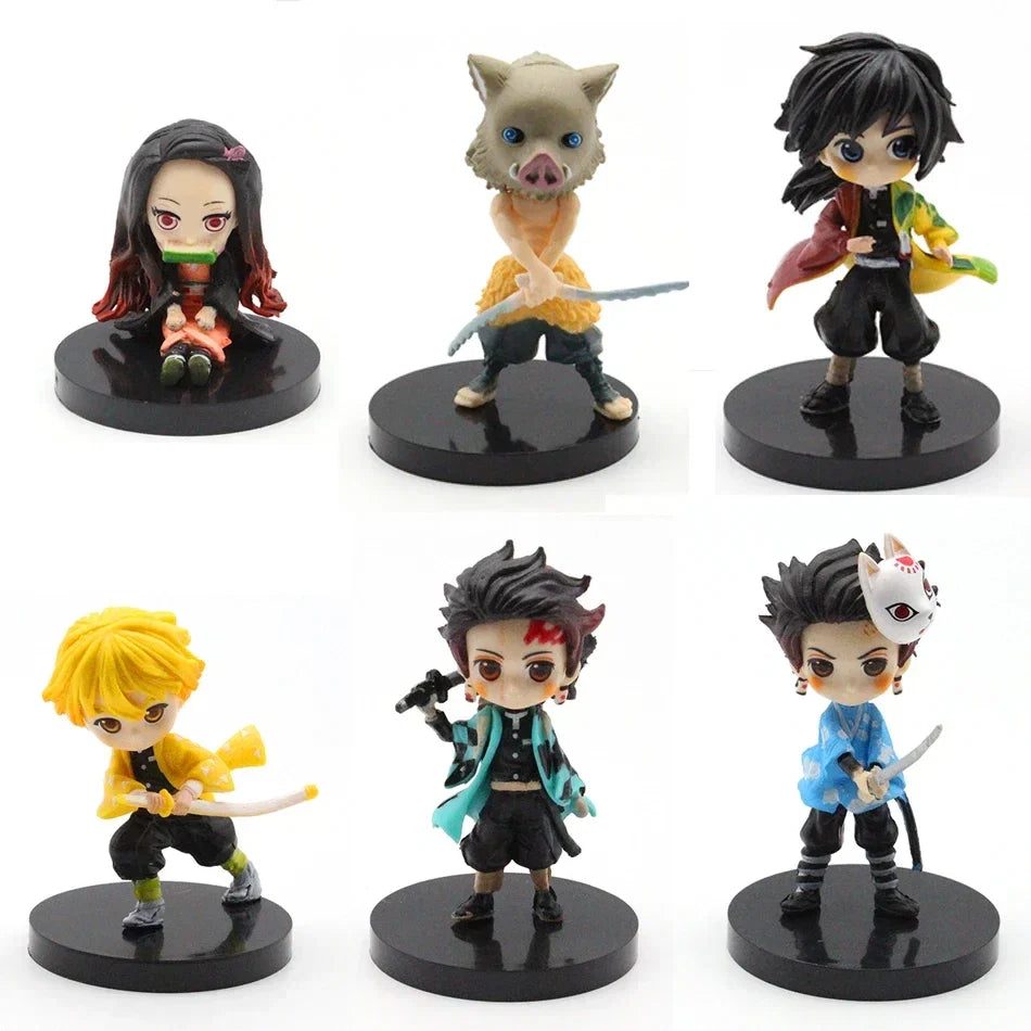 Hot sale Q Posket Figure Wholesale Demon Slayer Mini Figurine 6pcs/12pcs/Sets Kimetsu No Yaiba Small Dolls Desktop Decoration
