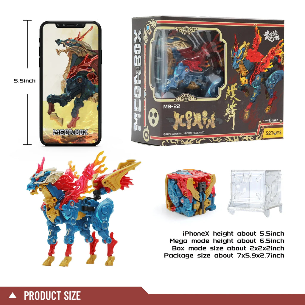 52TOYS MegaBox Kirin Deformation Toys Action Figure, Anime Character Transforming Collectible Converting Toys