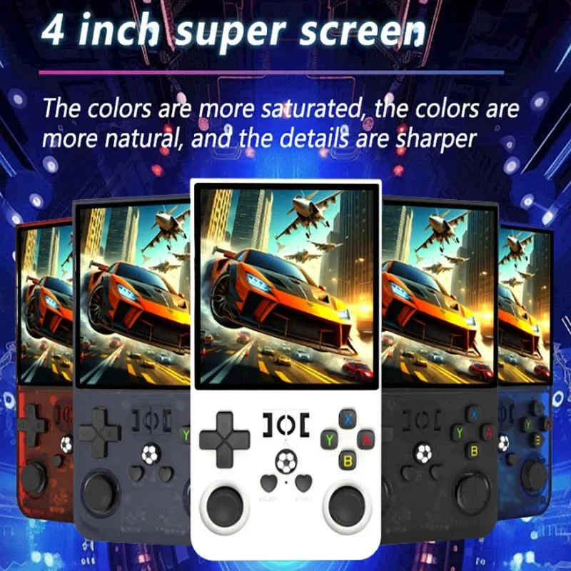 R36 Max Console Handheld Game Players 4inch IPS Screen Open Source Console Retro Pocket Video Player 64G/128G Up to 22000+ Games