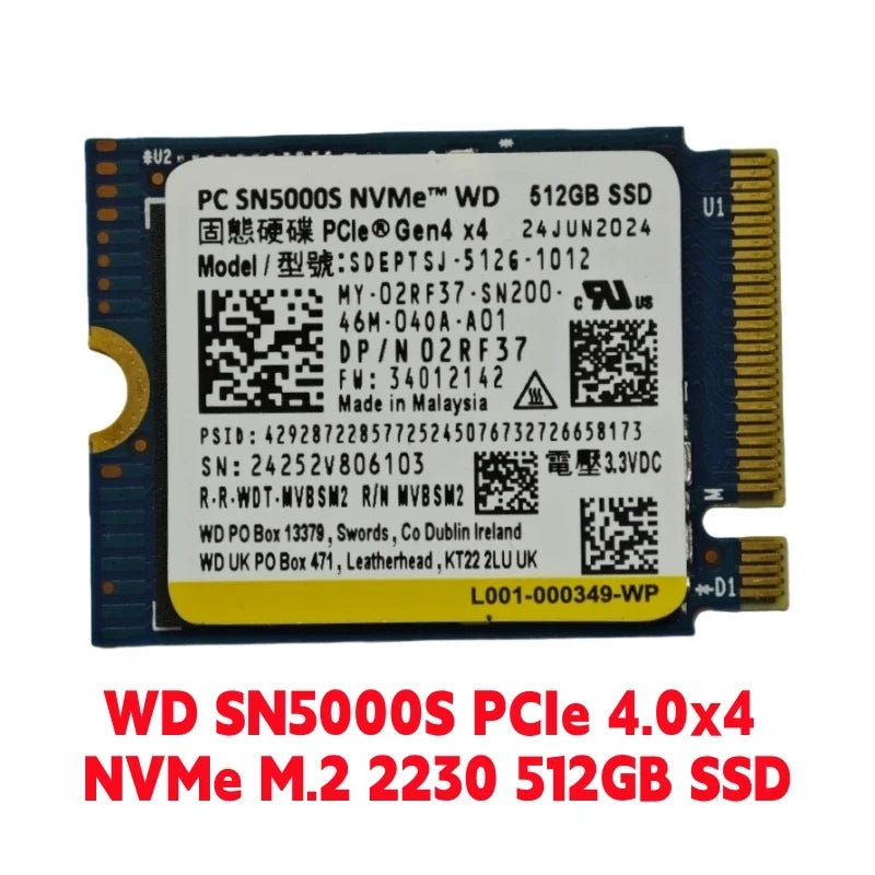 WD SN740 M.2 2230 1TB 2TB PCIe 4.0 NVMe SSD for Steam Deck Microsoft Surface ProX & SN5000S 2230 512GB & SN740 2242 256GB