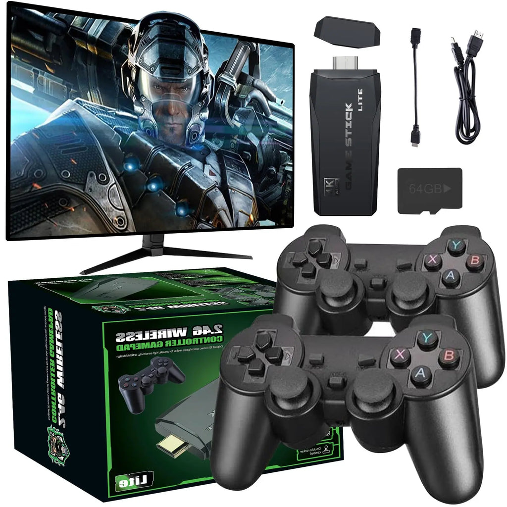 M8 Retro Video Game Console 2.4G Dual Wireless Controller TV Game Stick HD 64G 20000 Games for Play Family Game Gifts