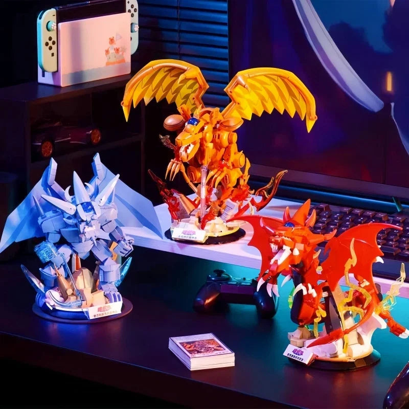 New Yu-Gi-Oh Blue-Eyes White Dragon Model Figures Toys Game Bricks Assembled Toys For Children Birthday Gift Collecting Ornament