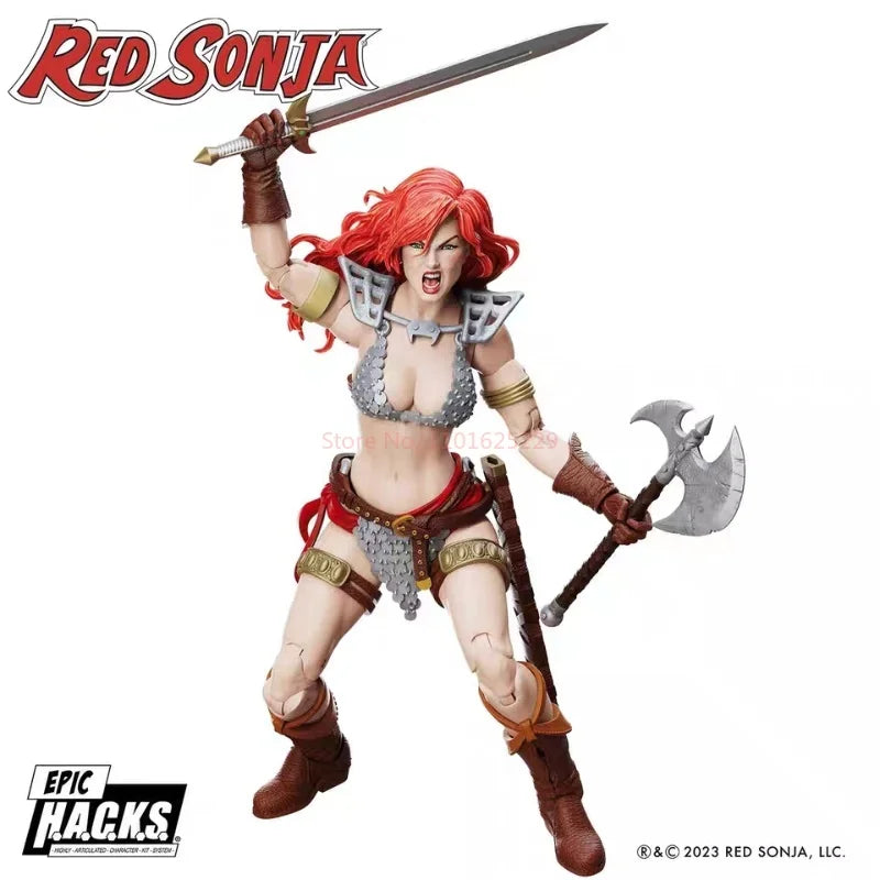 In Stock Boss Fight Studio 1/12 Red Sonja 50th Anniversary Figure - Epic H.A.C.K.S. Series Highly Detailed Model + Display Base