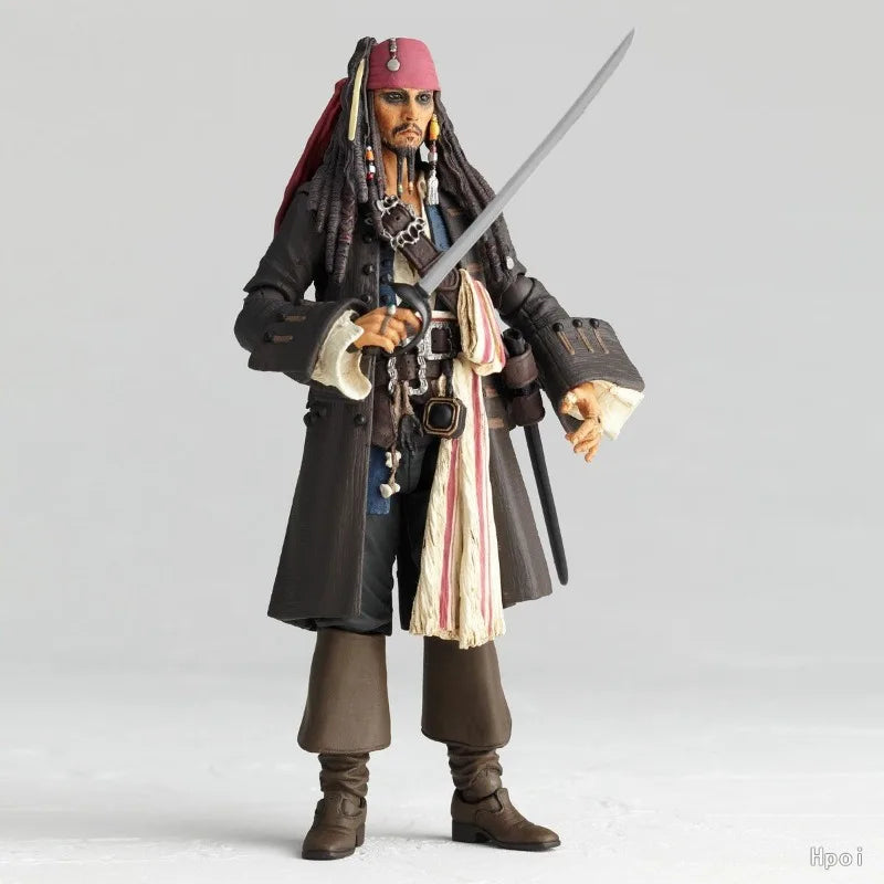 KAIYODO Original Revoltech Series Jack Sparrow Anime Action Figure - Pirates of the Caribbean Model Toy Ornament Gift for Boys