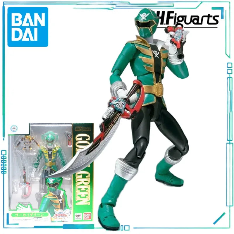 BANDAI Genuine S. H. Figuarts Series Movable Toys Super Sentai Series Dinosaur Sentai Dragon Emperor Lianzhe Green Warrior Model