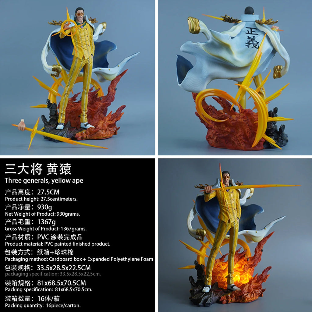 28CM One Piece Borsalino Anime Figur 3 große Generäle Kizaru 2 Gesten Actionfigur Modell Comic Zimmer Dekor Weihnachtsgeschenke