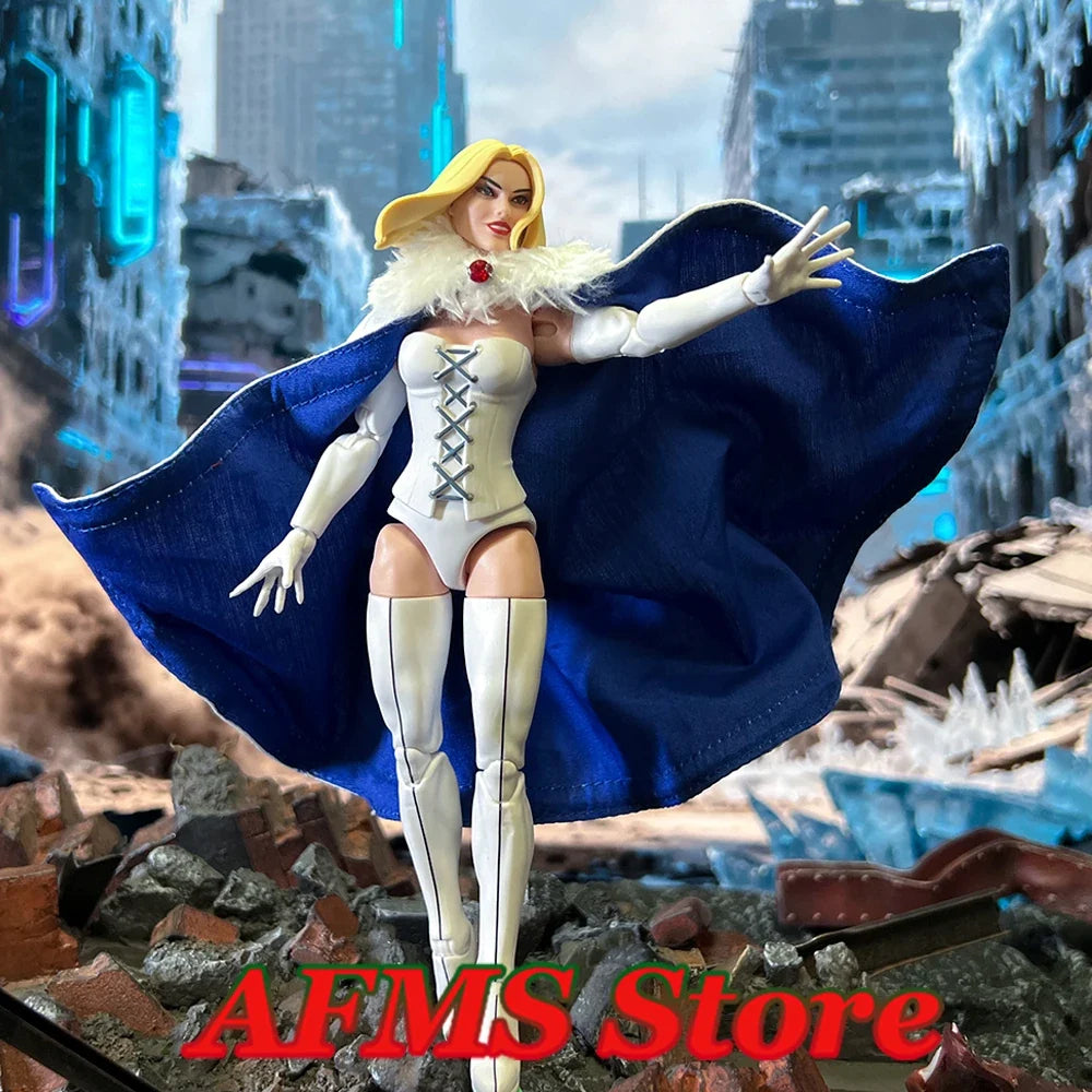 1/12 Men Soldier Anti-Hero Emma White Battle Goddess White Fur Collar Cloak Combat Costume Fit 6Inch ML Action Figure Body