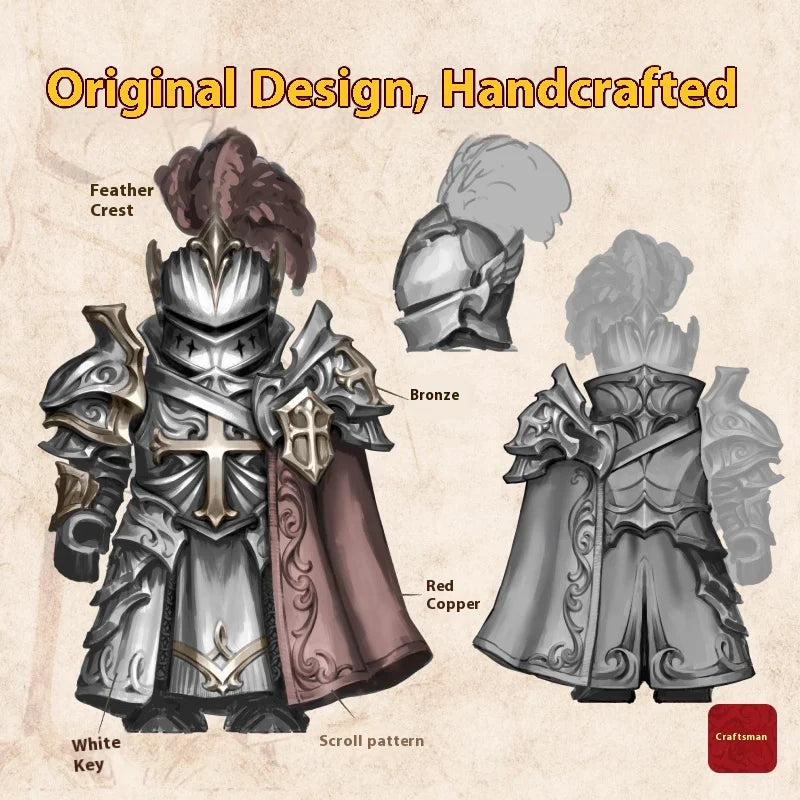 Detachable Metal Paladin Crusader Knight Figurine Chinese Style Desktop Ornament Collectible Action Figure Model Toy Gift