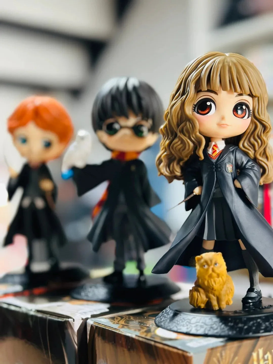 14cm Original Bandai Q Posket Harrys Potter Series Version Role Draco Malfoy Hermione Action Figure Anime Collectible Kids Dolls