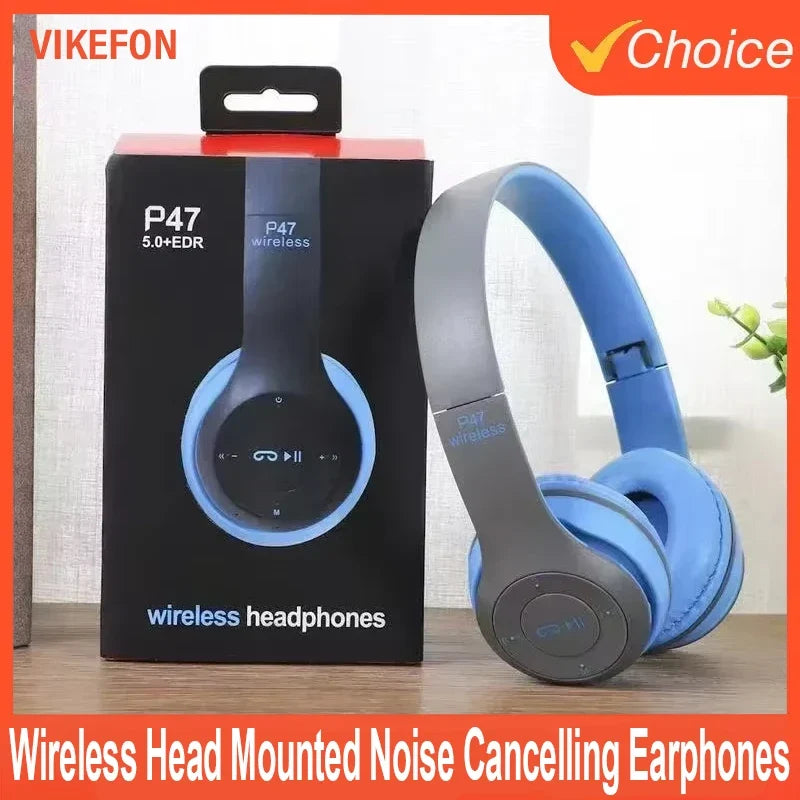 P47 Universally Wireless Bluetooth Noise Cancelling Headphones Gamer Stereo Headset Wireless Sports Game Headset For IOS Android