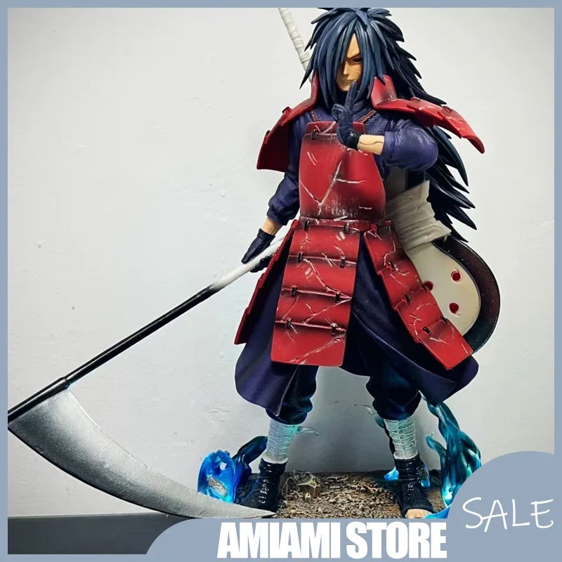 36cm Naruto Series Edo Tensei Madara Uchiha Figure with LED Light Reanimation Statue Model Anime Collectible Birthday Gifts Toys