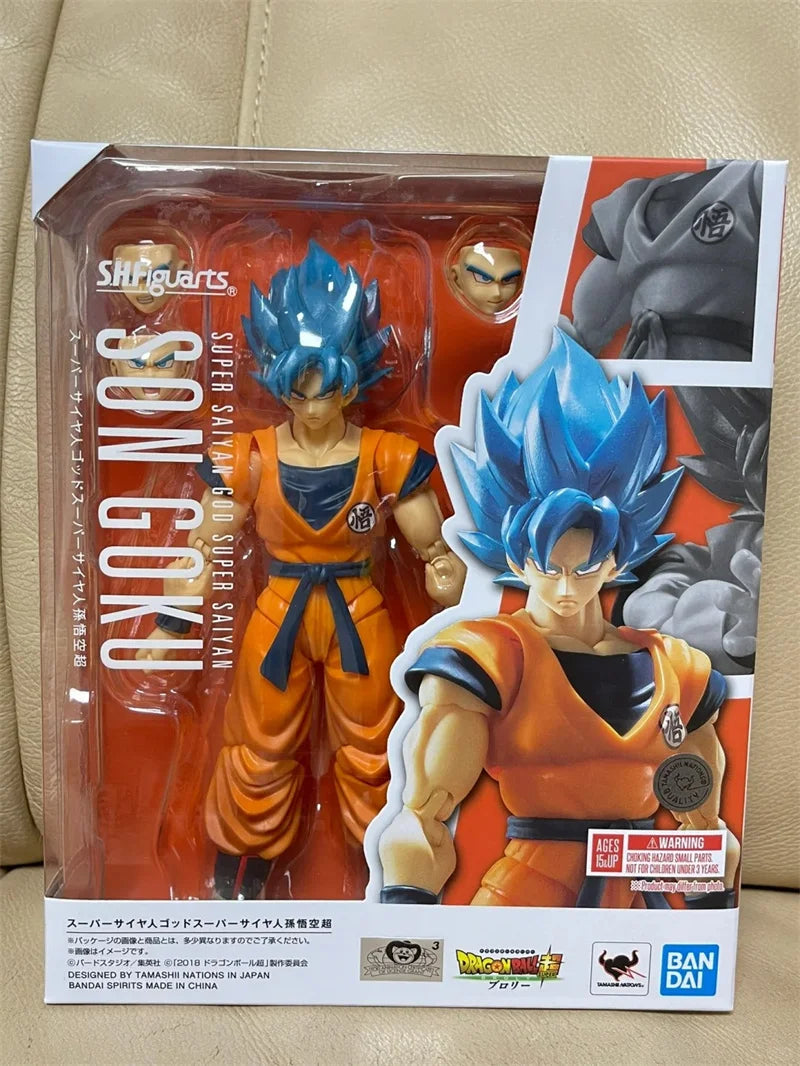 Original Bandai Shfiguarts Kakarotto Son Goku Anime Figure Toys Shf Super Saiyan Blue Hair Action Moveable Joint Pvc Model Toys