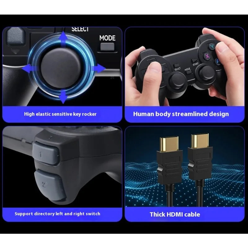M8 Retro Video Game Console 2.4G Dual Wireless Controller TV Game Stick HD 64G 20000 Games for Play Family Game Gifts