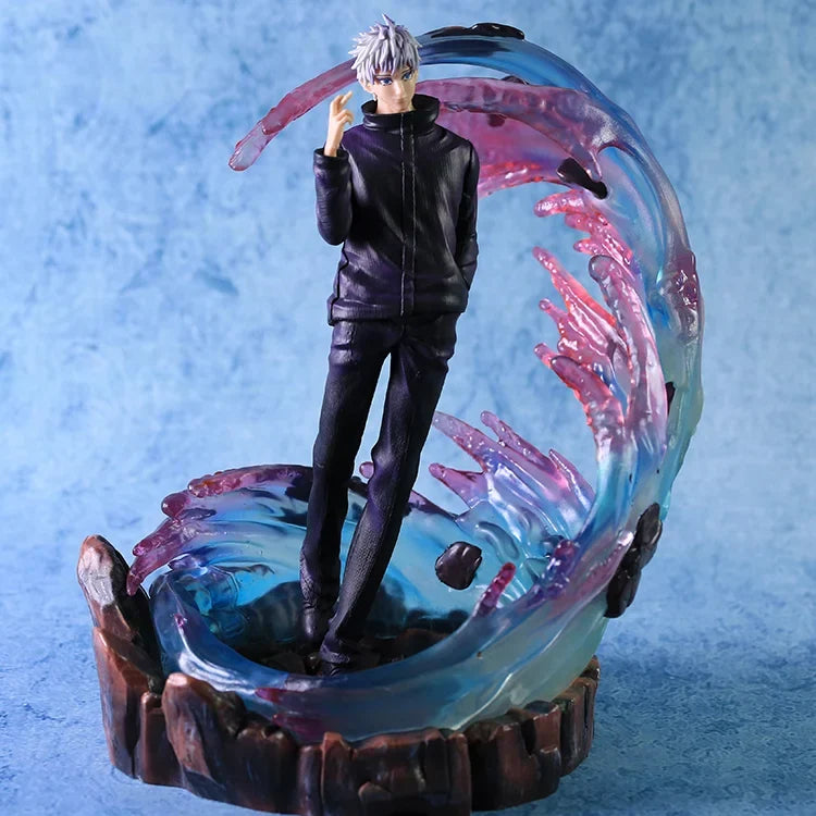 35cm Jujutsu Kaisen Gojo Satoru Figure with LED Light Scene Special Effect Statue Anime Teacher Model Box Collection Toys Gifts