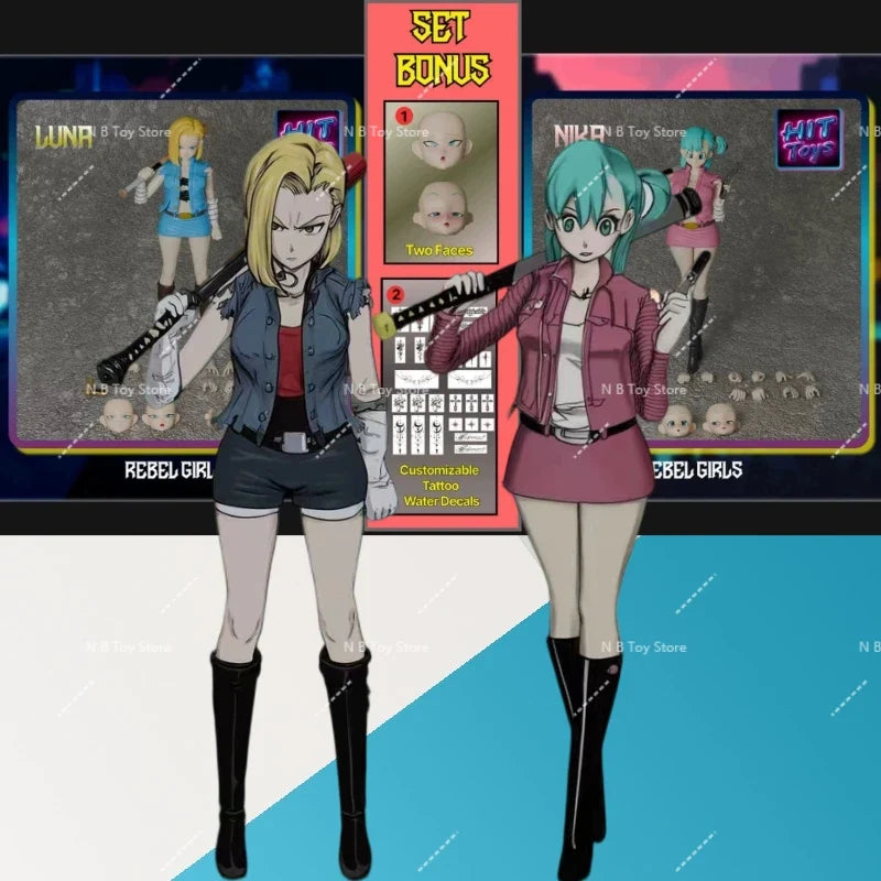 Hit Toys Rebel Girls 1/12 SHF Hell Phantom Nika Bulma Vengeance Angel Luna Android 18 Anime Action Figures Collector Models