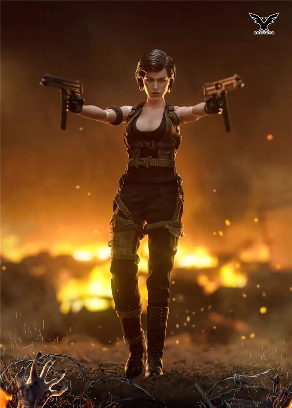 BROTOYS LR004 Women Soldier Charactor Toys Alice Player Residents of the Full Evil Set Moveable Action Figure with Platform 1/12
