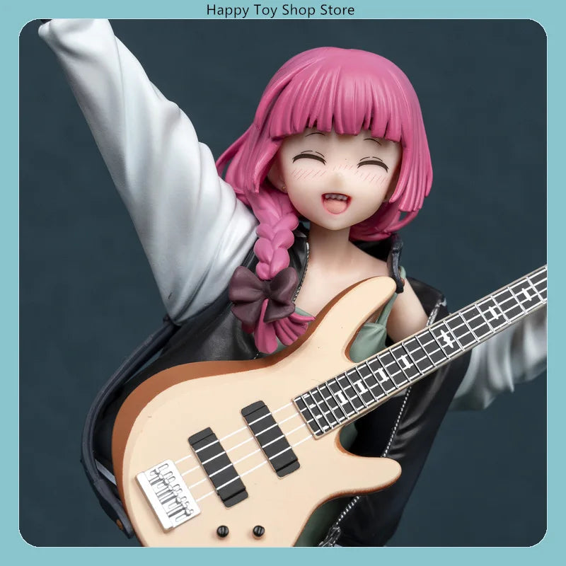 22cm Bocchi the Rock Hiroi Kikuri Anime Figure with Bass Guitar Model Statue Collection Desktop Decoration