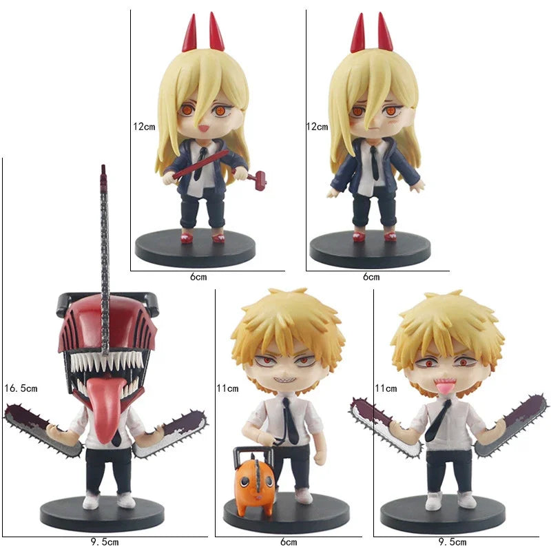 6pcs/set Anime Chainsaw Man Action Figurines Q Version Denji Power Figure PVC Model Doll Collection Children Toys Christmas Gift