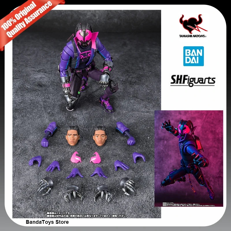 In Stock 100% Original Bandai S.H.Figuarts Shf Spiderman Miles G.Morales Spider Man Across the Spider Verse Anime Action Figures