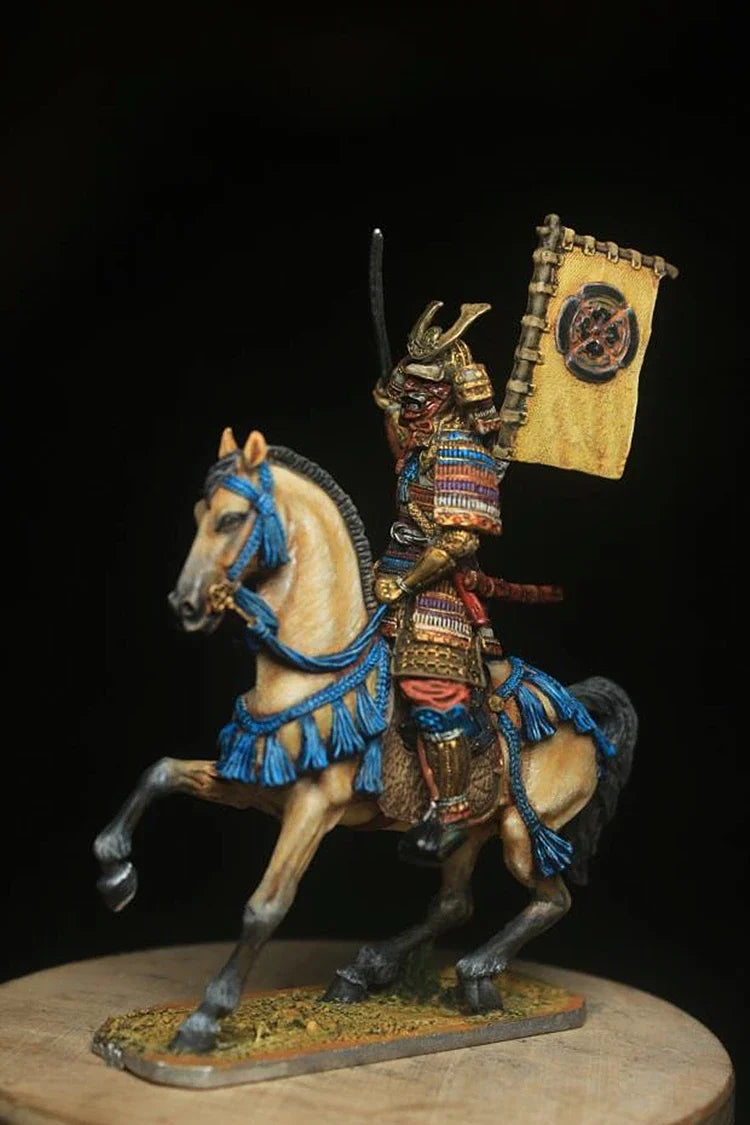 Metal Ancient Soldier Model Japanese Warring Country Oda Family Riding Samurai Home Office and Bar Decor Customize Gifts 1/30