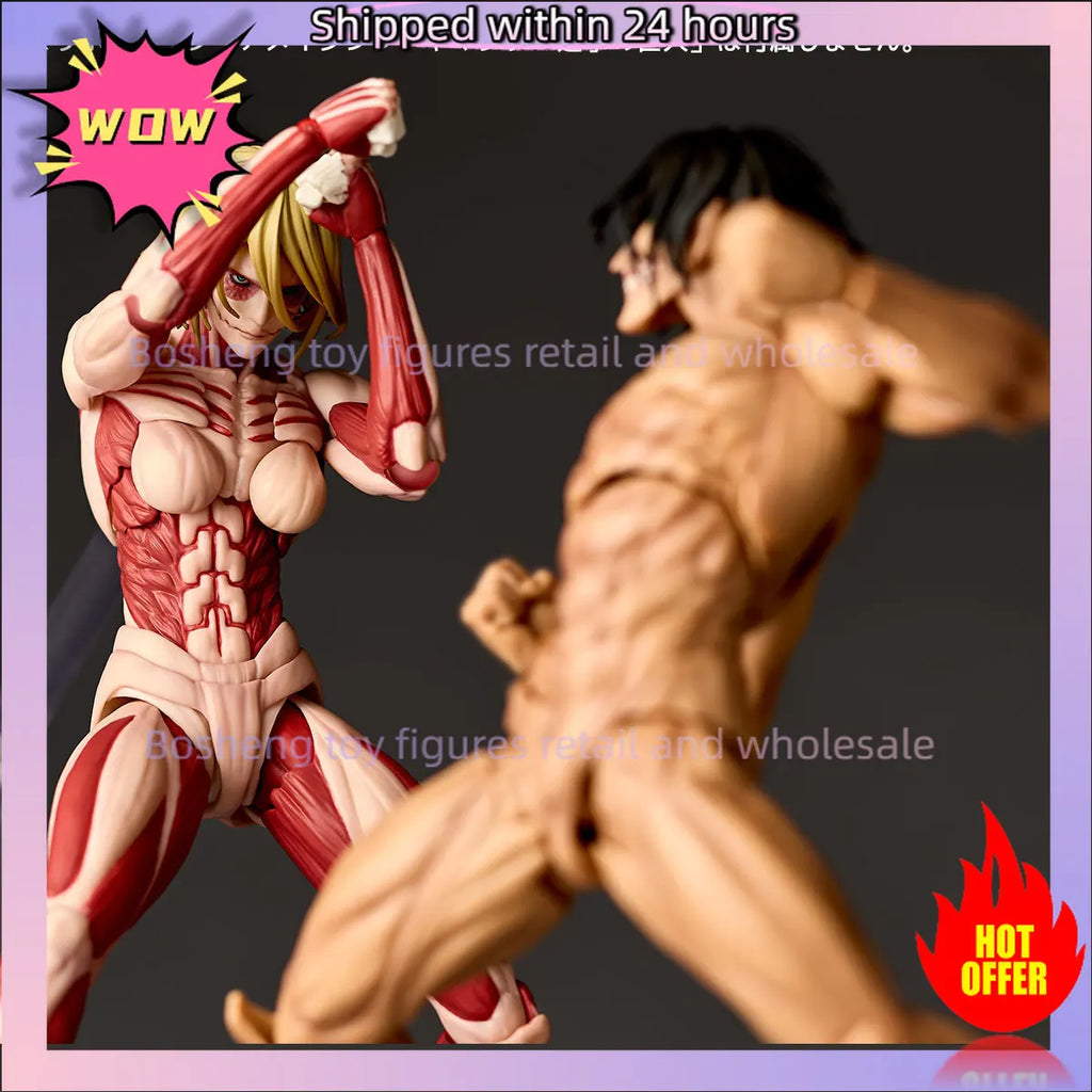 Original Kaiyodo Attack on Titan Amazing Yamaguchi Revoltech NR068 Female Titan Annie Leonhart In Stock Figures Model Toys