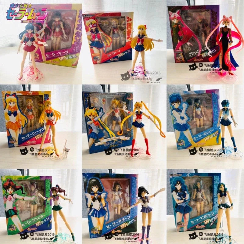 15cm Anime Pretty Guardian Sailor Moon PVC Action Figure SHF Model Toys Tsukino Usagi Movable Kawaii Doll Ornament Children Gift