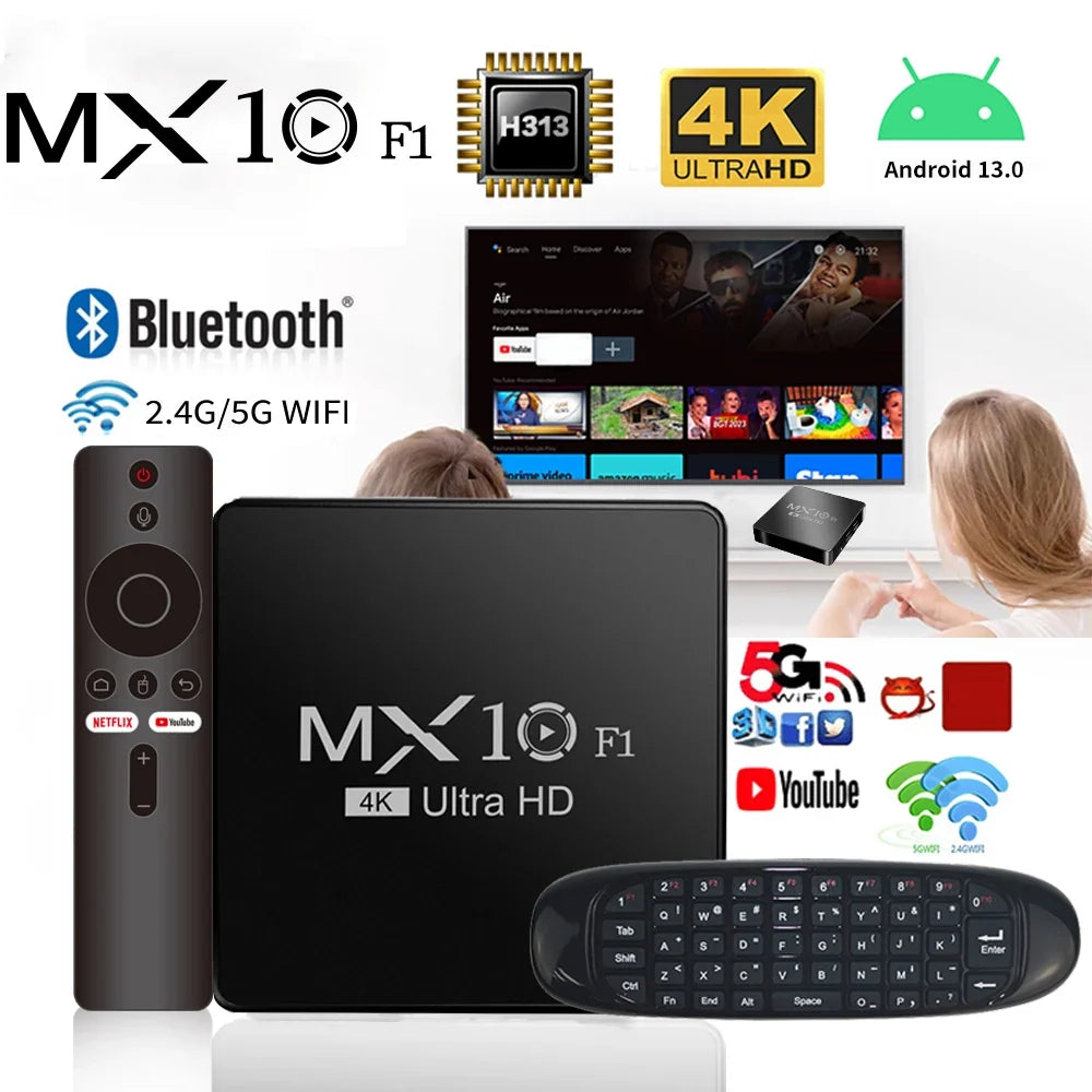 Smart TV Android Box MX10 F1 Android 13 Allwinner H313 Cortex™-A53 Build in Wi-Fi 2.4G + BT5.0 Set-Top TV Box