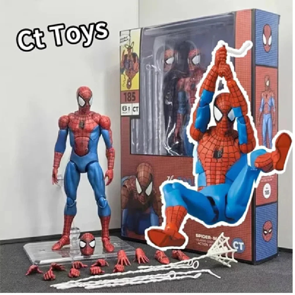 Hot Spider-Man Mafex 185 Action Figure - Ct Toys PVC Statue Collectible Model Anime Character Kids Gift Toy