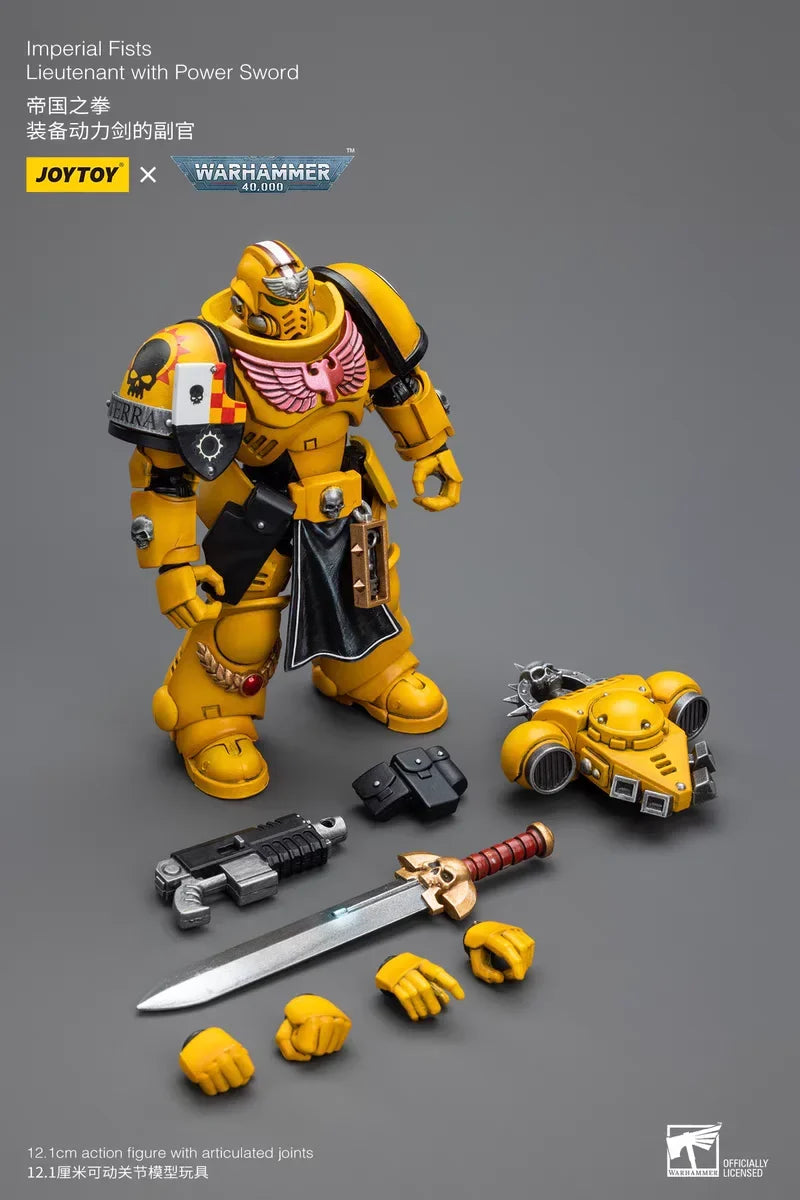【In Stock】Original JOYTOY Warhammer 40K Imperial Fists Lieutenant with Power Sword 1/18 Action Figure Toy Model Gift
