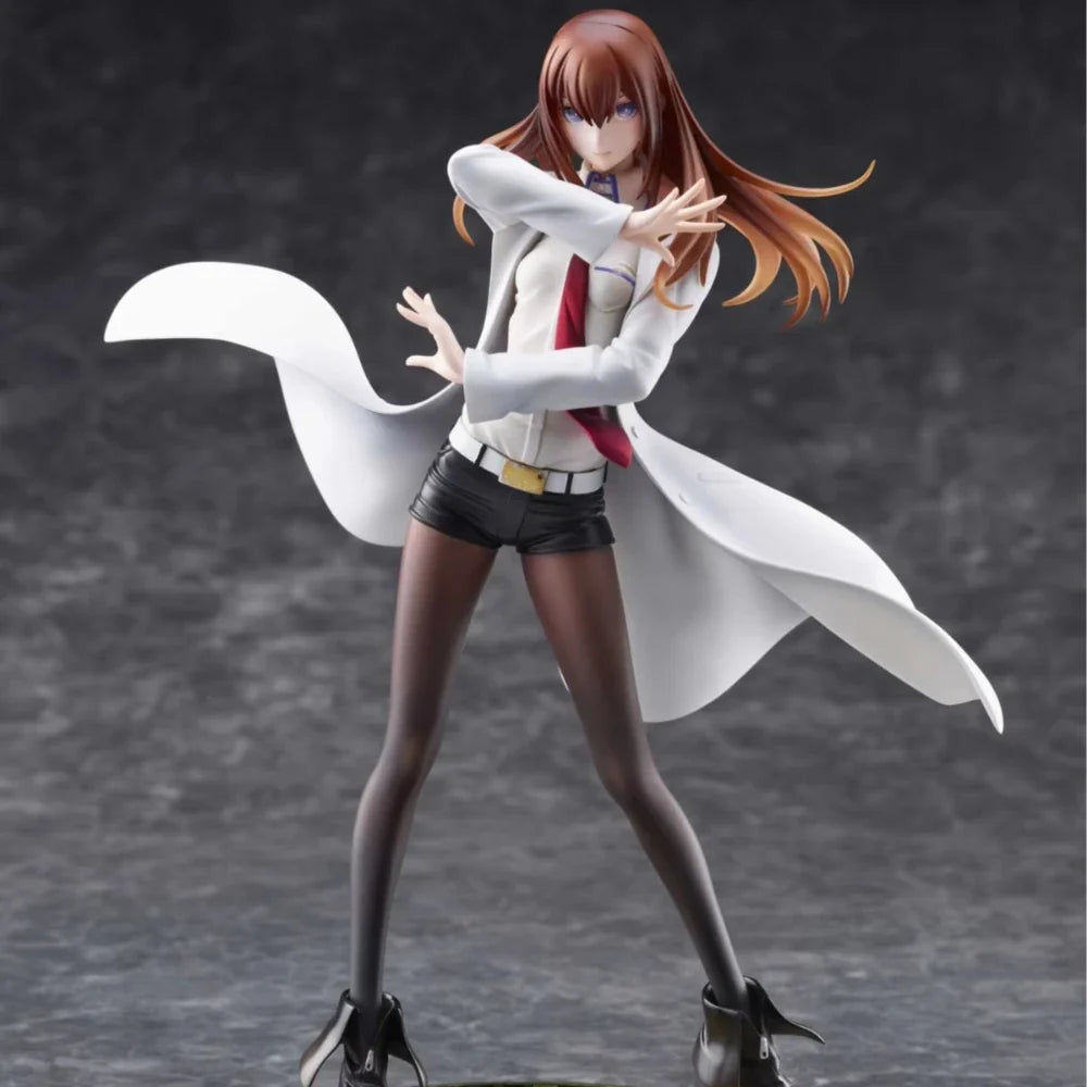 22.5CM Anime Steins;Gate Makise Kurisu Dream Tech Figure 1/7 White Coat Style Standing model toy doll Aciton Figure PVC