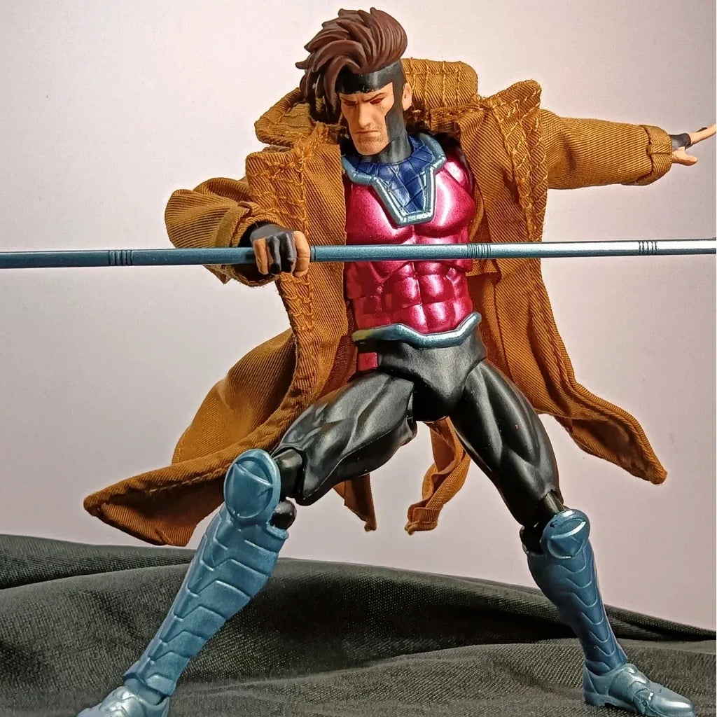 Ct Toys Marvel X-Men Gambit Action Figure By Ct Toys Mafex 131 Poseable Collectible Model With Removable Cape Staff For Display