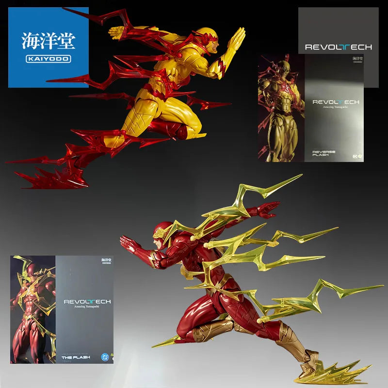 KAIYODO Original Revoltech Anime-Figur Reverse Flash & The Flash Actionfigur Spielzeug für Jungen Kinder Geschenk Sammlermodell Ornamente
