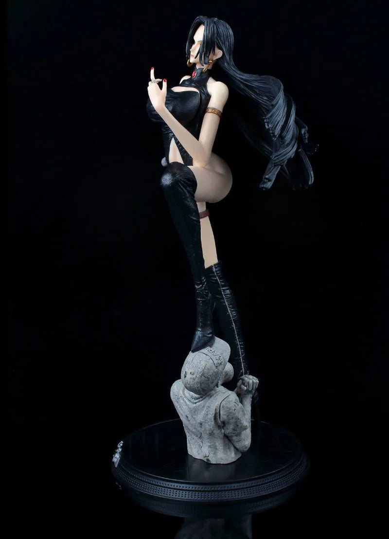 49cm One Piece Boa Hancock Pirate Empress Leather Coat Anime Handmade Model Action Figures Desktop Case Decoration Ornament Gift