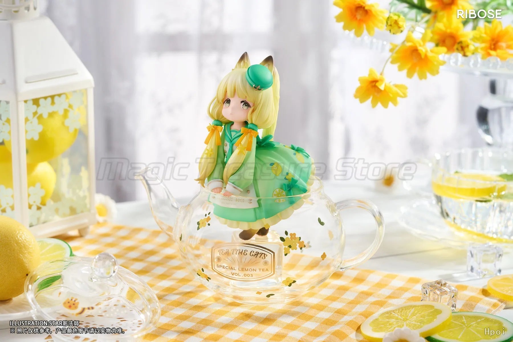【In Stock】Original RIBOSE DLC Series Tea Party Cat Lemon Cat Model Figure Toys Gift